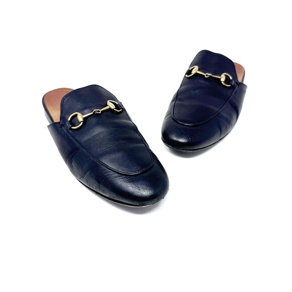Gucci Black Leather Princetown Horsebit Loafer Mules Slides Size EU 38 US 8 - Picture 1 of 16